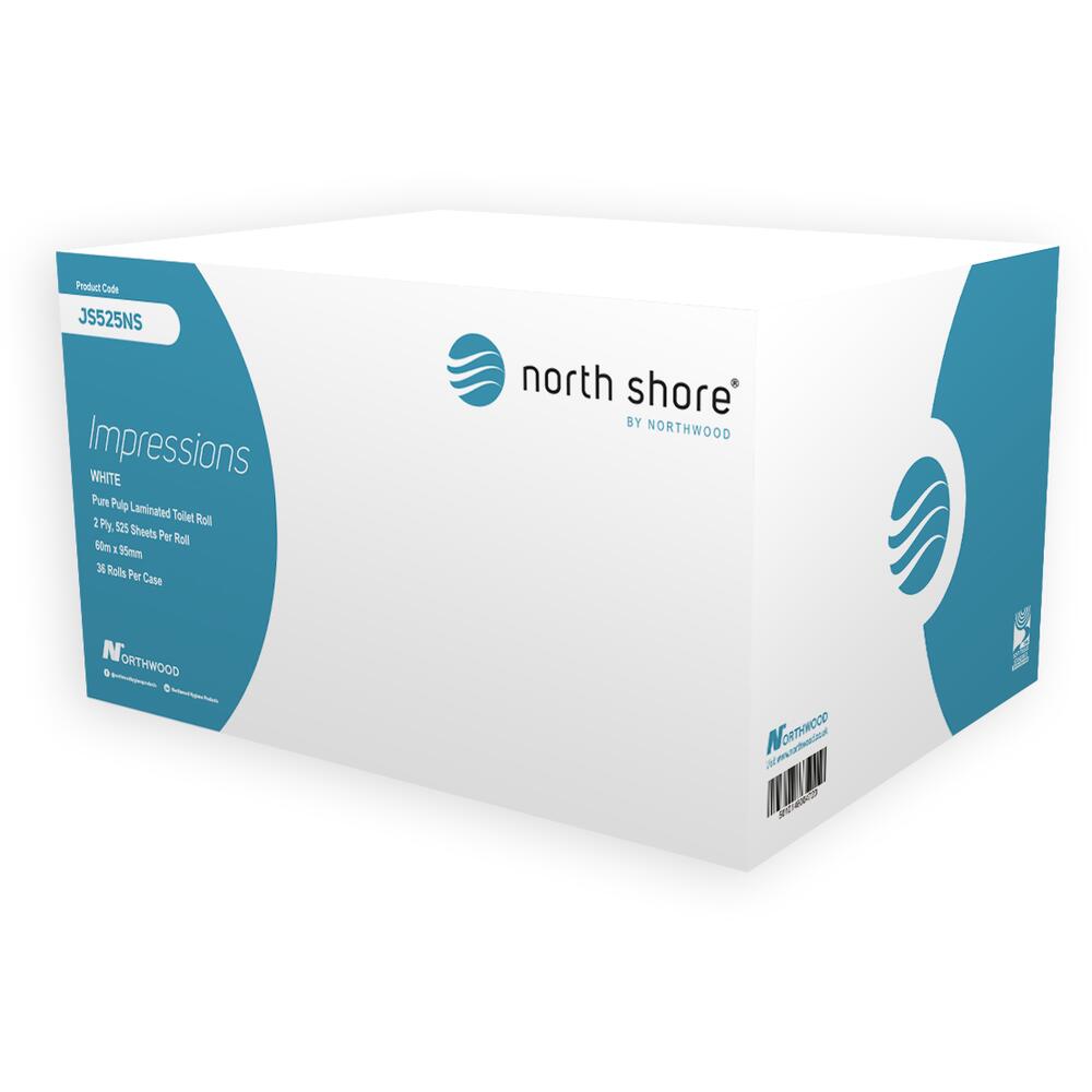 North Shore Impressions Toilet Roll 2 Ply 525 Sheet Pure X 36