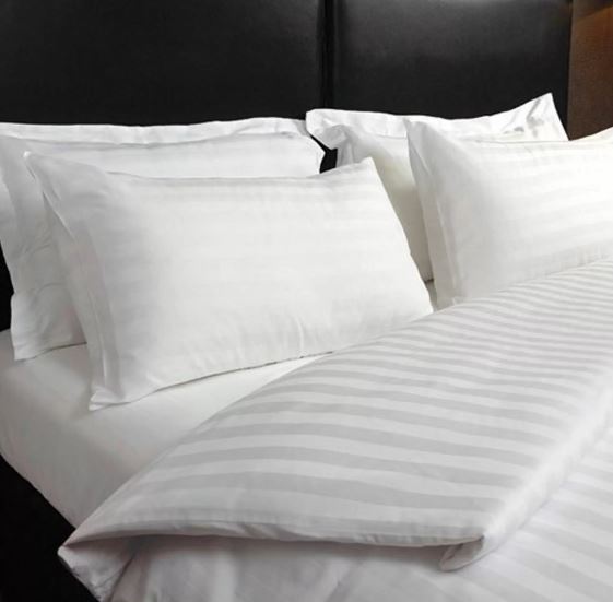 Double Satin Stripe Duvet Cover White - Each