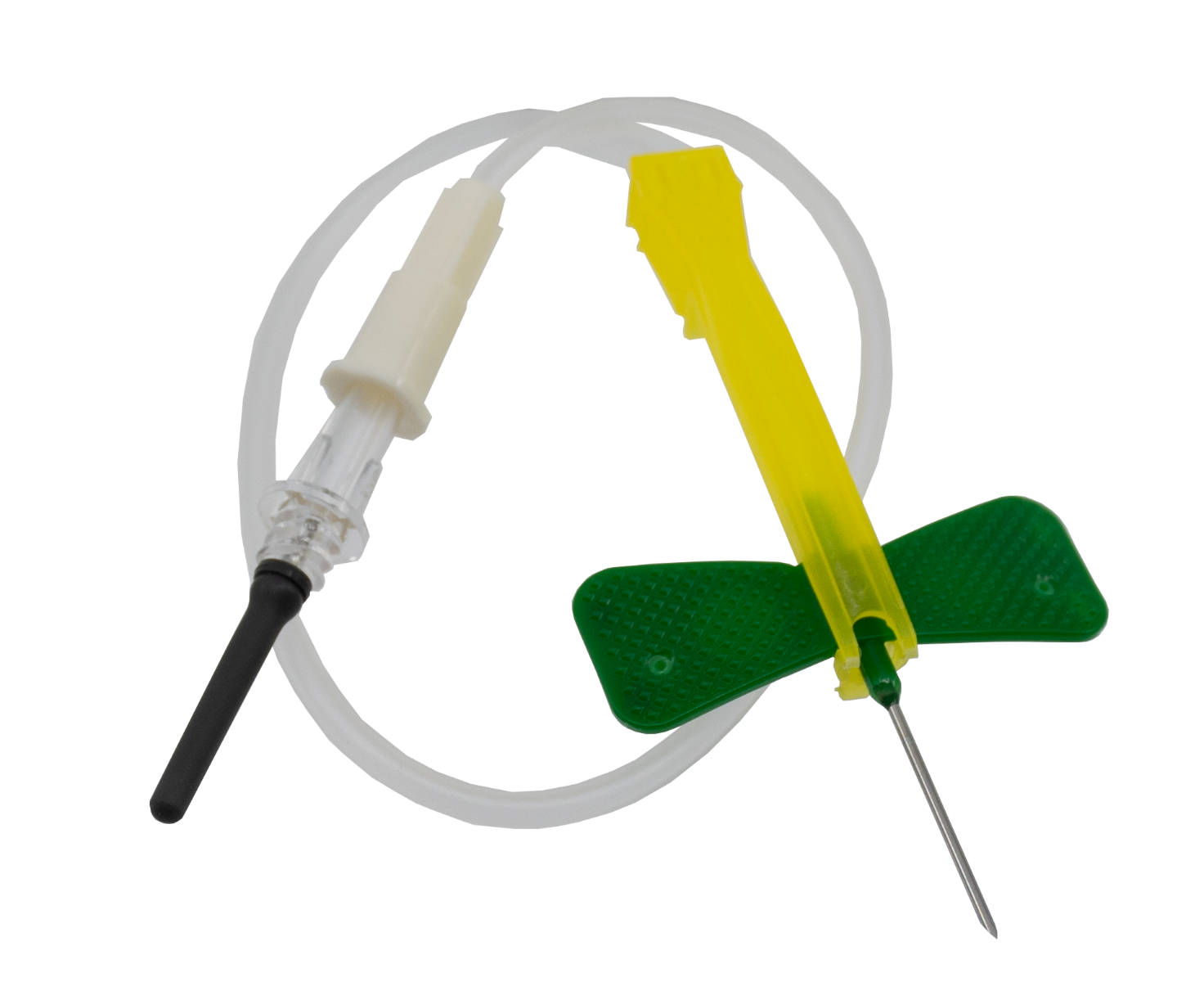 Green Safety Winged Needle Blood Collection Set 21G x 3/4" with 20cm Tube & Luer Adaptor - Box of 50