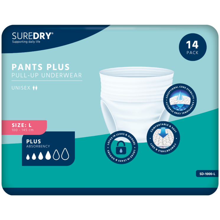 SureDry Pants Plus - Large - Pack 14