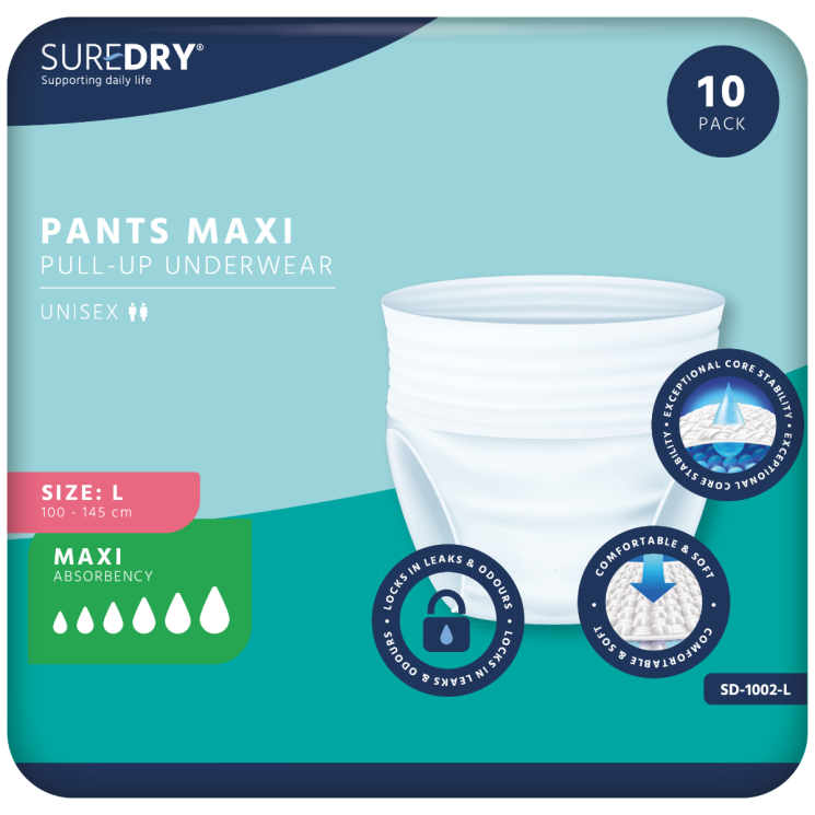 SureDry Pants Maxi - Large - Pack 10