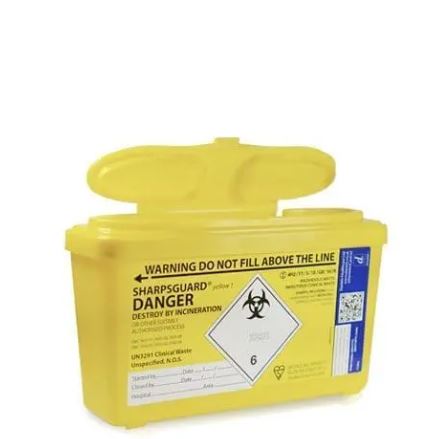 Sharpsguard Container 1 Litre Yellow - Each