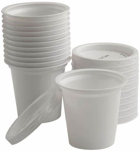 Sputum Pot with Lid - 100 PACK (2 x 50 pot, 1 x 100 lid)