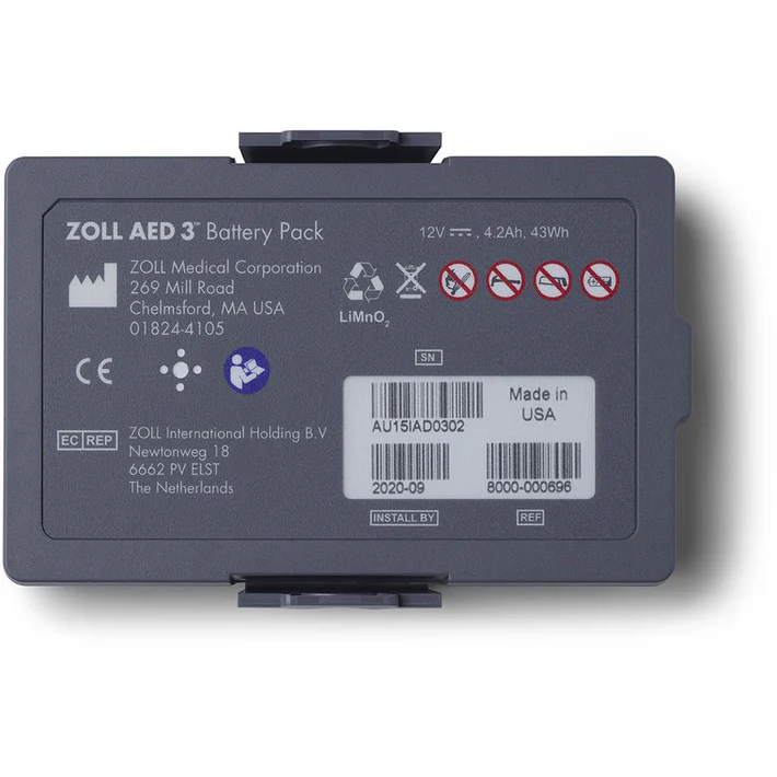 This is an image of the back of a Zoll AED 3 Battery Pack