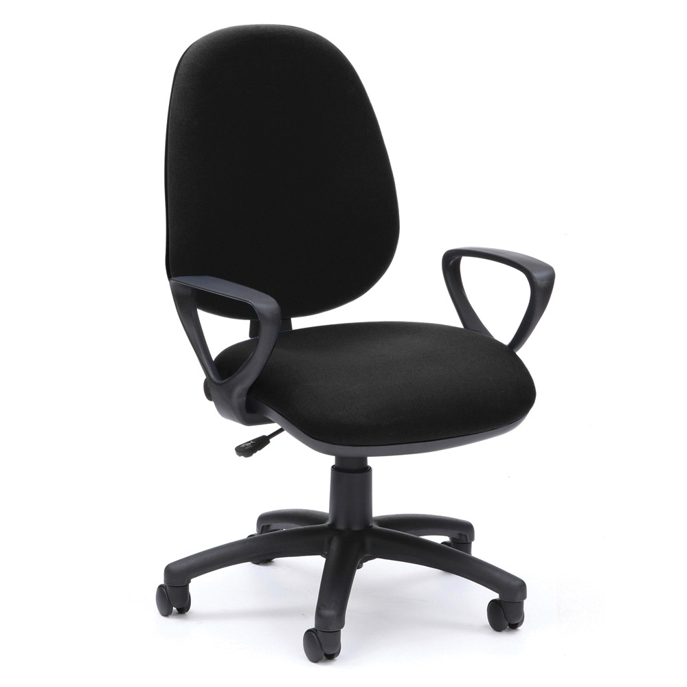 High Back Operator Chair With Arms - Black