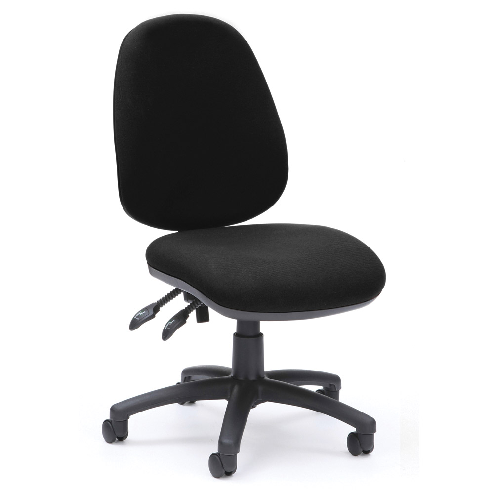 High Back Operator Chair Without Arms - Black