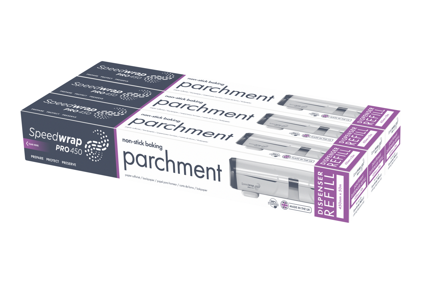 Parchment Roll Refill 45cm x 50m to fit Speedwrap Dispenser - Pack of 3